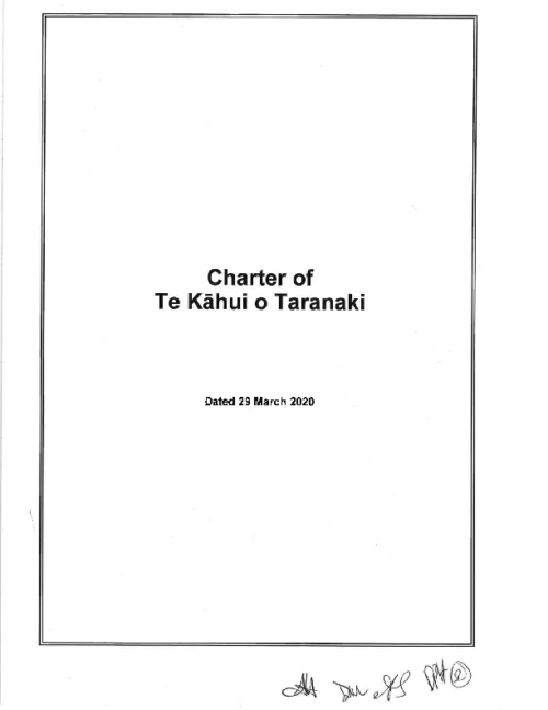 Te Kāhui o Taranaki Signed Charter 29 March 2020