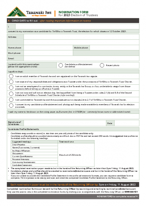 2023 Trustee Nomination Form